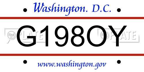G198OY District Of Columbia License Plate