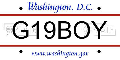 G19BOY District Of Columbia License Plate