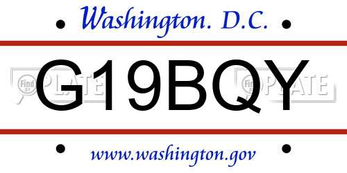 G19BQY District Of Columbia License Plate