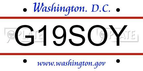 G19SOY District Of Columbia License Plate