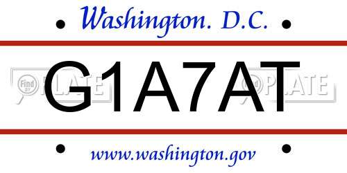 G1A7AT District Of Columbia License Plate