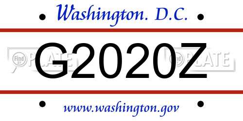 G2020Z District Of Columbia License Plate