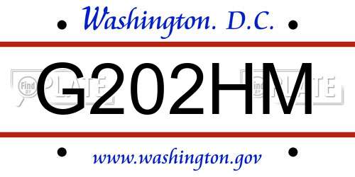 G202HM District Of Columbia License Plate