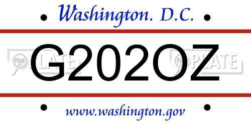 G202OZ District Of Columbia License Plate