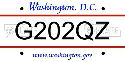 G202QZ District Of Columbia License Plate