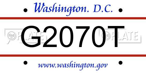 G2070T District Of Columbia License Plate