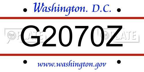 G2070Z District Of Columbia License Plate