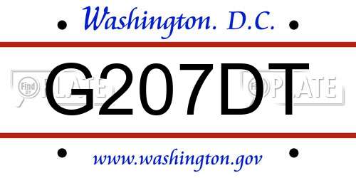 G207DT District Of Columbia License Plate