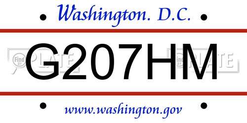 G207HM District Of Columbia License Plate
