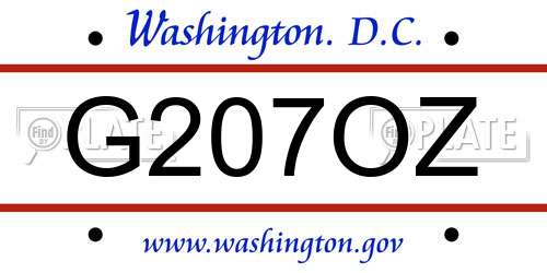 G207OZ District Of Columbia License Plate