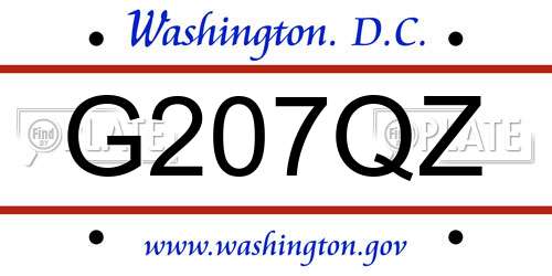 G207QZ District Of Columbia License Plate
