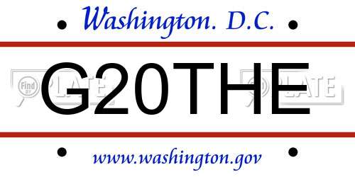 G20THE District Of Columbia License Plate