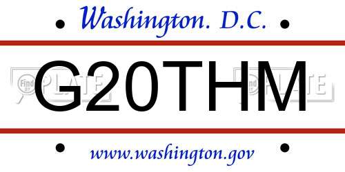 G20THM District Of Columbia License Plate