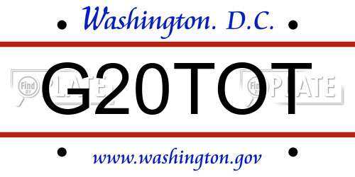G20TOT District Of Columbia License Plate