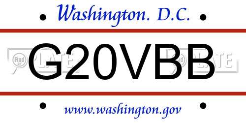 G20VBB District Of Columbia License Plate