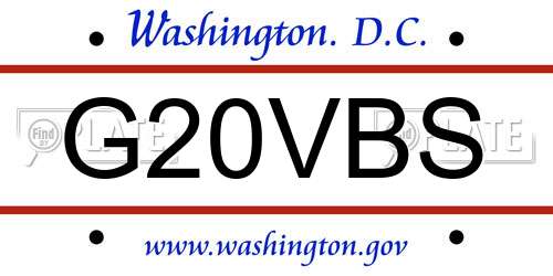 G20VBS District Of Columbia License Plate
