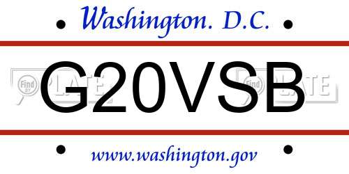 G20VSB District Of Columbia License Plate