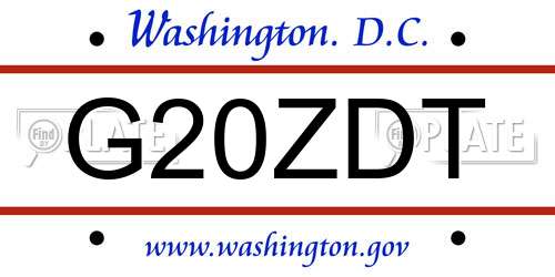 G20ZDT District Of Columbia License Plate