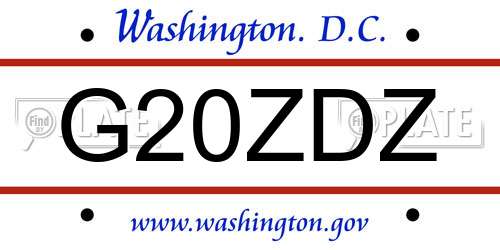 G20ZDZ District Of Columbia License Plate