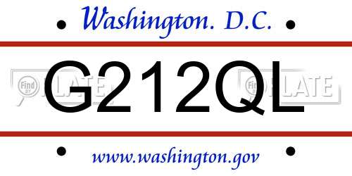 G212QL District Of Columbia License Plate