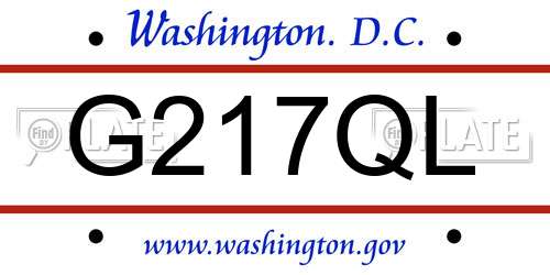 G217QL District Of Columbia License Plate