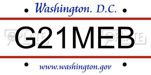 G21MEB District Of Columbia License Plate