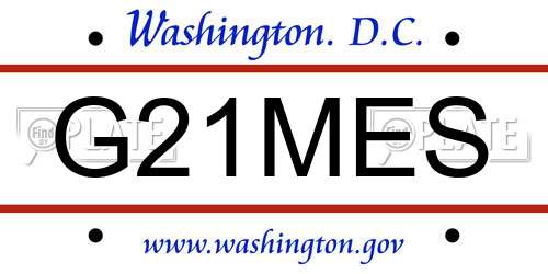 G21MES District Of Columbia License Plate