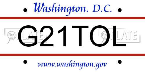 G21TOL District Of Columbia License Plate