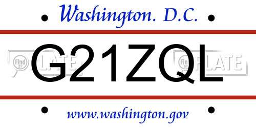 G21ZQL District Of Columbia License Plate