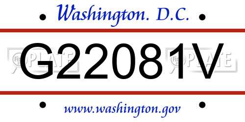 G22081V District Of Columbia License Plate