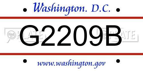 G2209B District Of Columbia License Plate