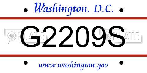 G2209S District Of Columbia License Plate