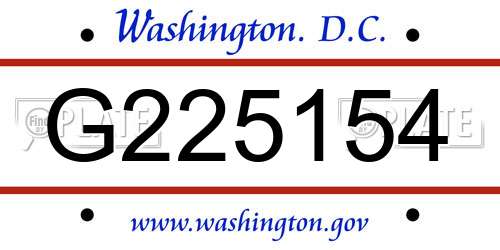 G225154 District Of Columbia License Plate