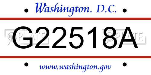 G22518A District Of Columbia License Plate