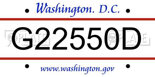 G22550D District Of Columbia License Plate