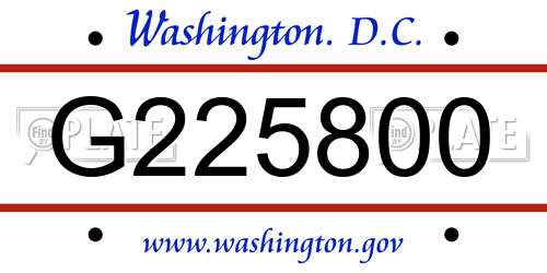 G225800 District Of Columbia License Plate