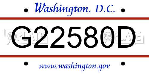G22580D District Of Columbia License Plate