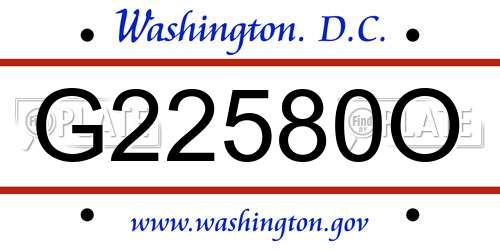 G22580O District Of Columbia License Plate