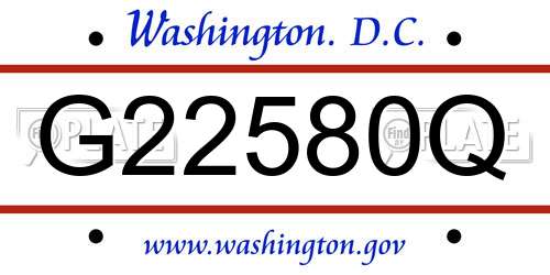 G22580Q District Of Columbia License Plate
