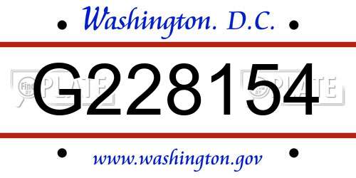 G228154 District Of Columbia License Plate