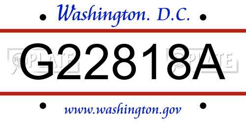 G22818A District Of Columbia License Plate