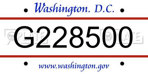 G228500 District Of Columbia License Plate