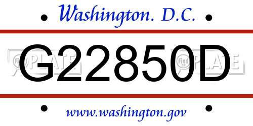 G22850D District Of Columbia License Plate