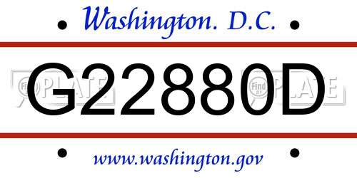 G22880D District Of Columbia License Plate