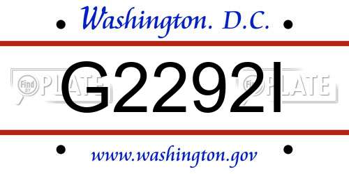 G2292I District Of Columbia License Plate