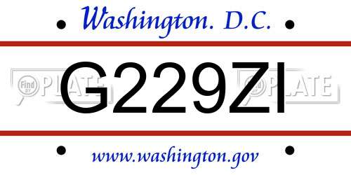 G229ZI District Of Columbia License Plate