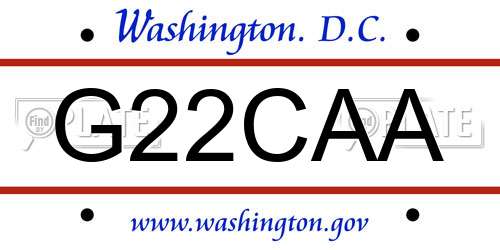 G22CAA District Of Columbia License Plate