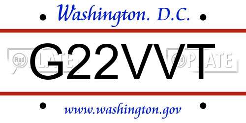 G22VVT District Of Columbia License Plate
