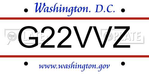 G22VVZ District Of Columbia License Plate