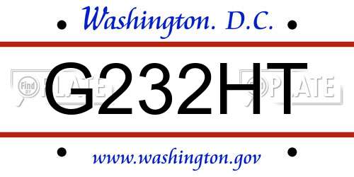 G232HT District Of Columbia License Plate